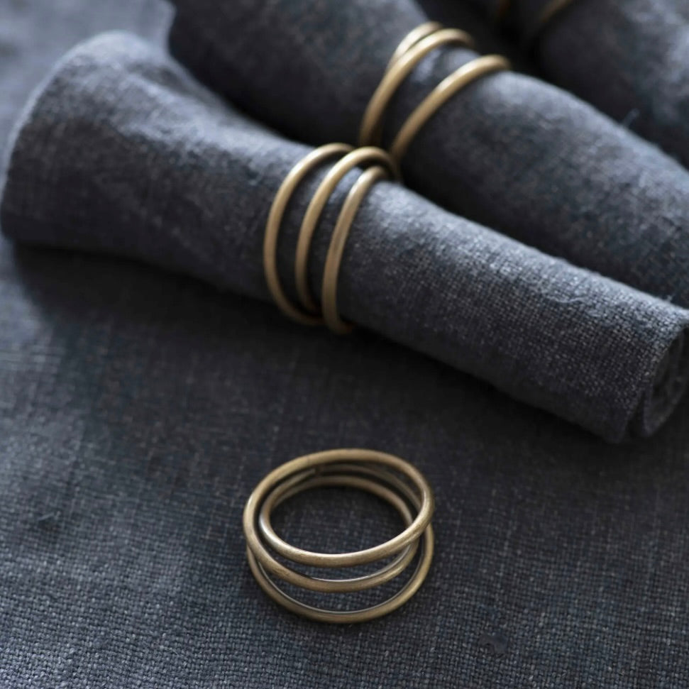 Set of 4 Antique Brass Napkin Rings