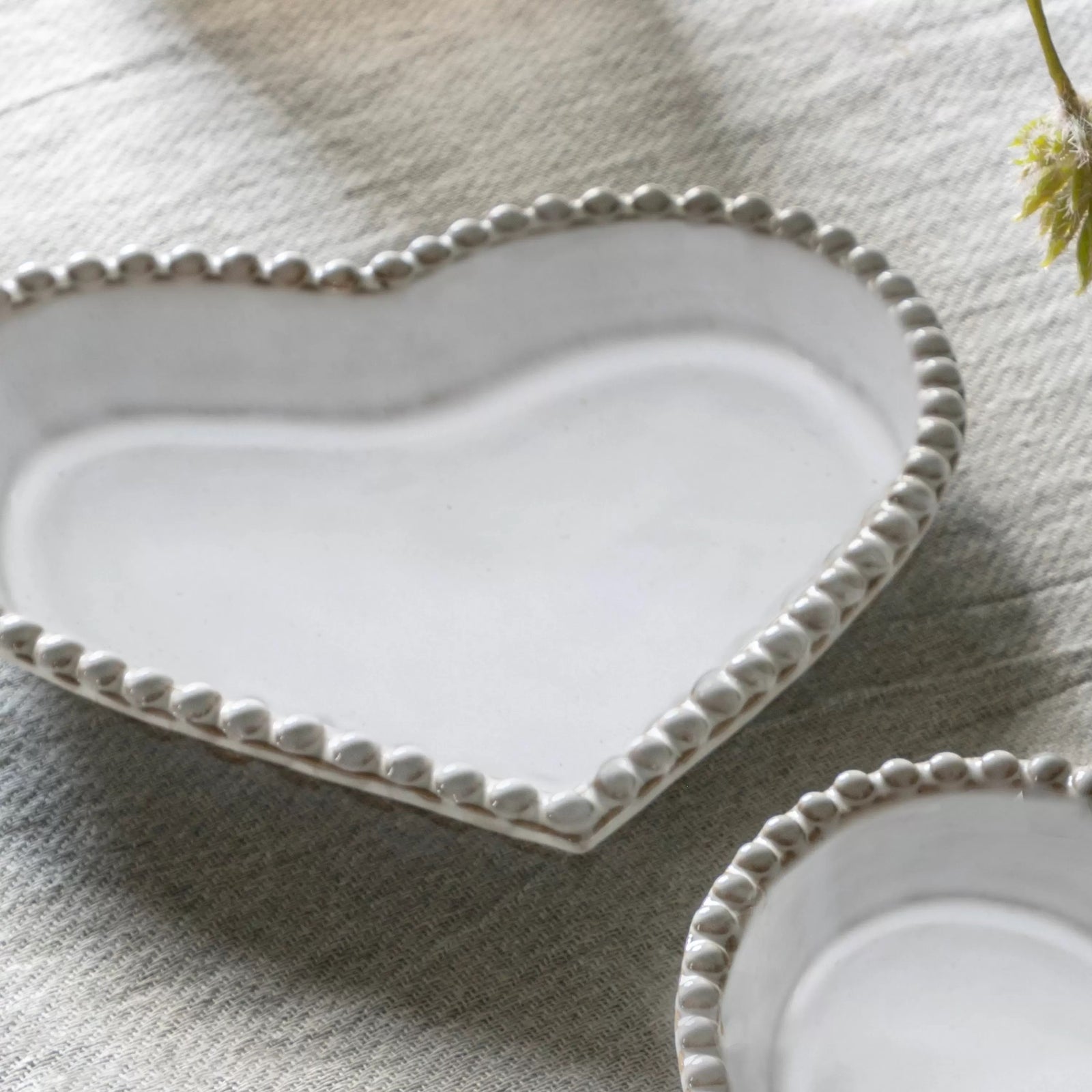 Set of 3 Beaded Heart Plates