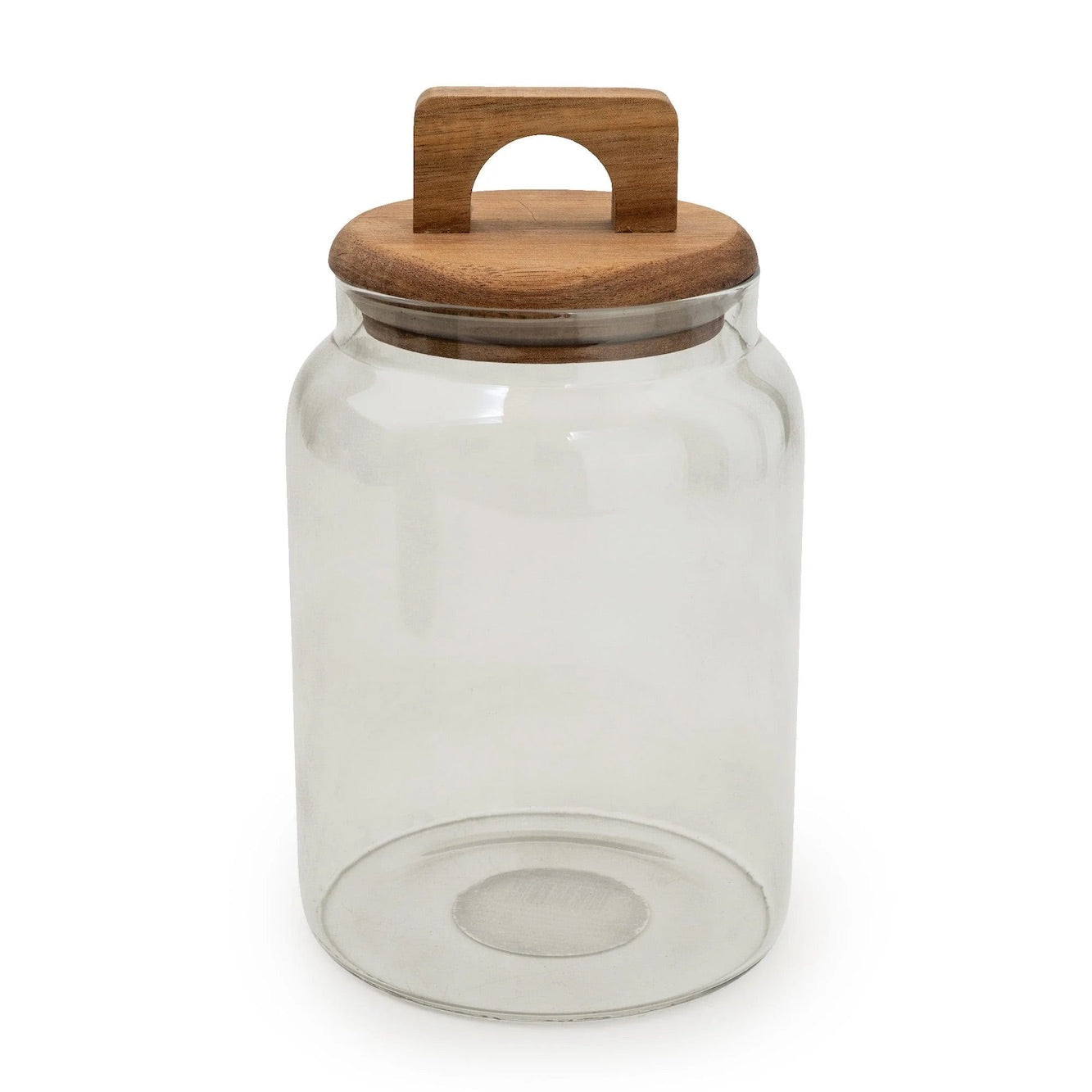 Grey Glass Storage Jar with Wooden Lid