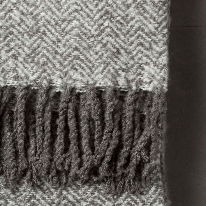 Herringbone Faux Mohair Grey Throw