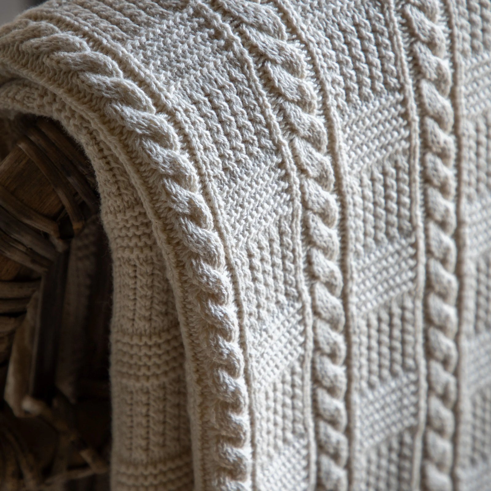 Cotton Cable Throw Cream