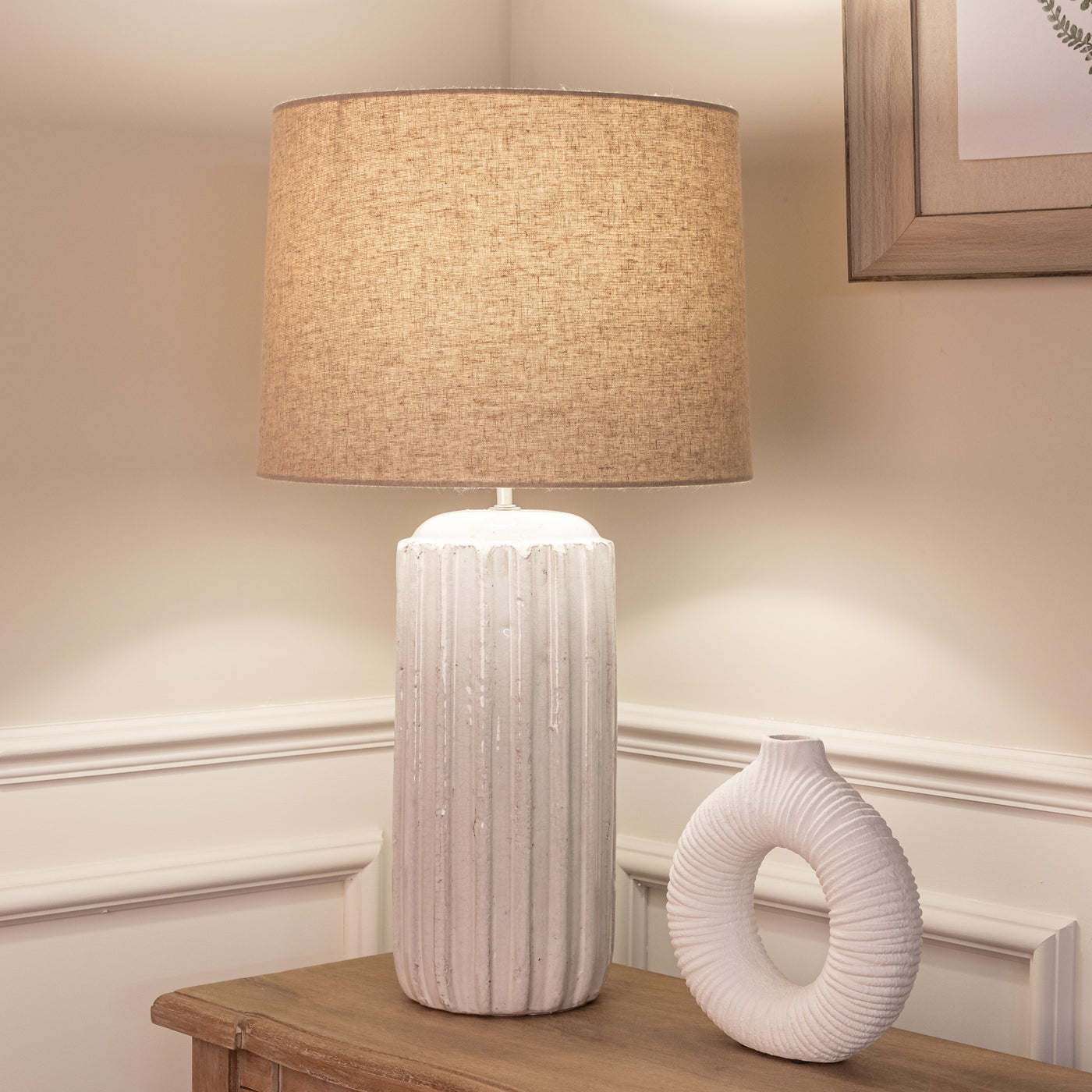 Tall Antique White Table Lamp
