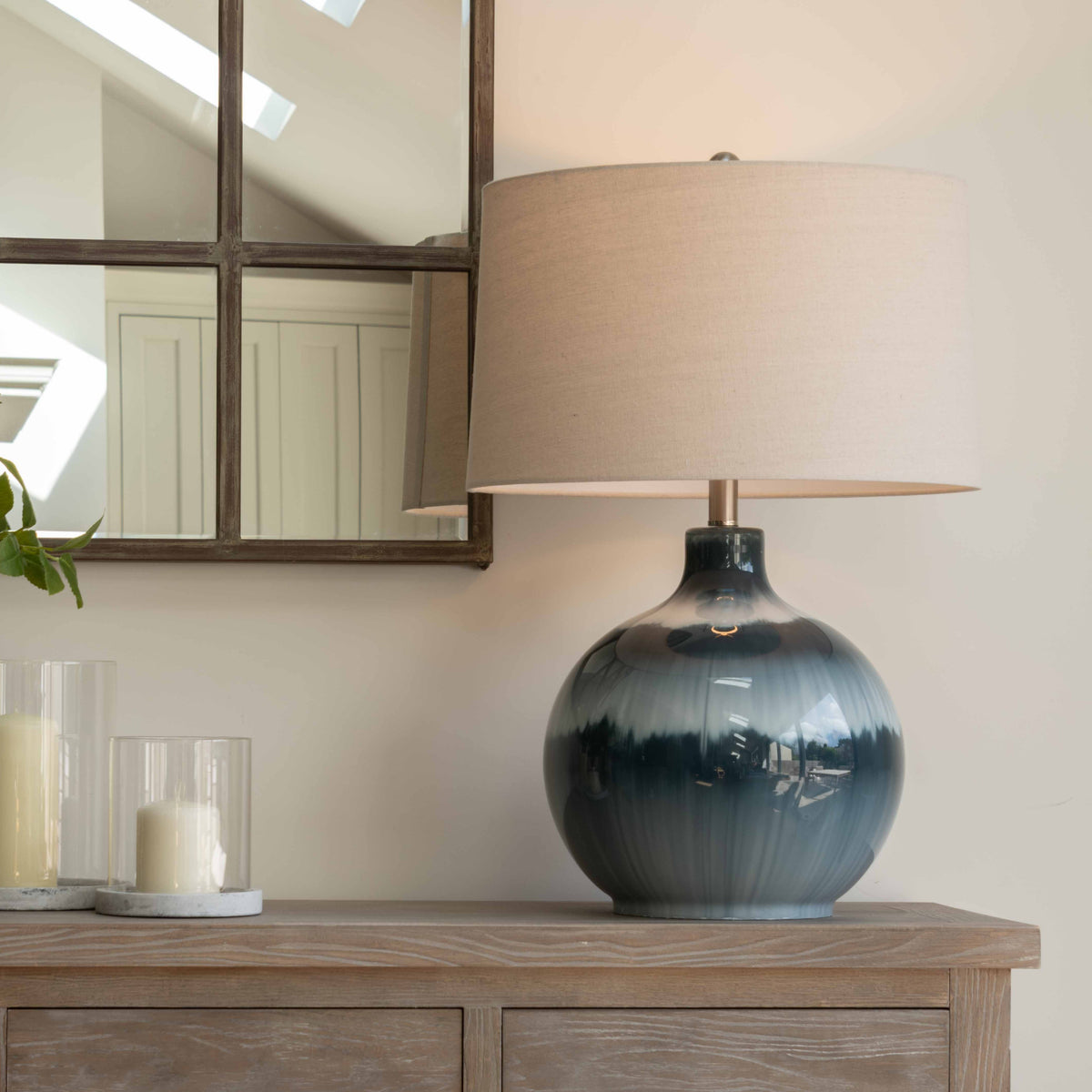 Midnight Blue Ombre Glass Table Lamp
