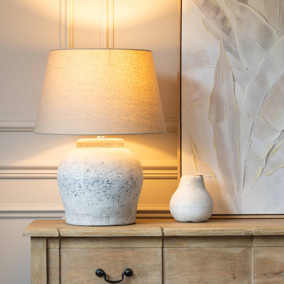 Large Distressed Rustic Stone Based Lamp