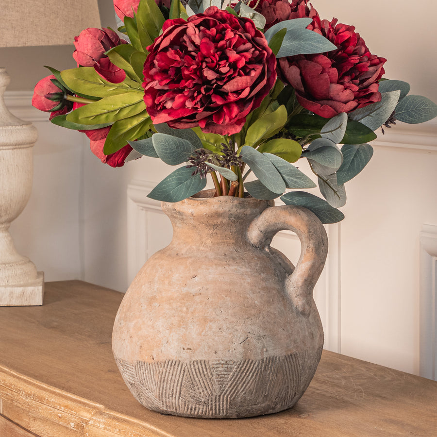 Patterned Terracotta Brown Round Jug