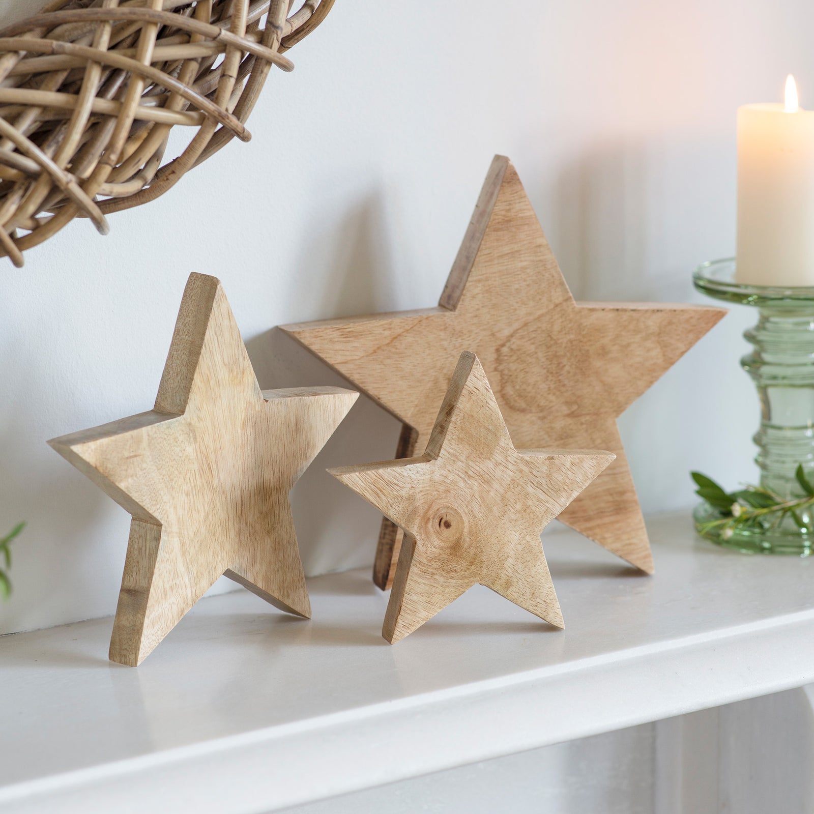 Wooden Christmas Stars | Set of 3 | Natural