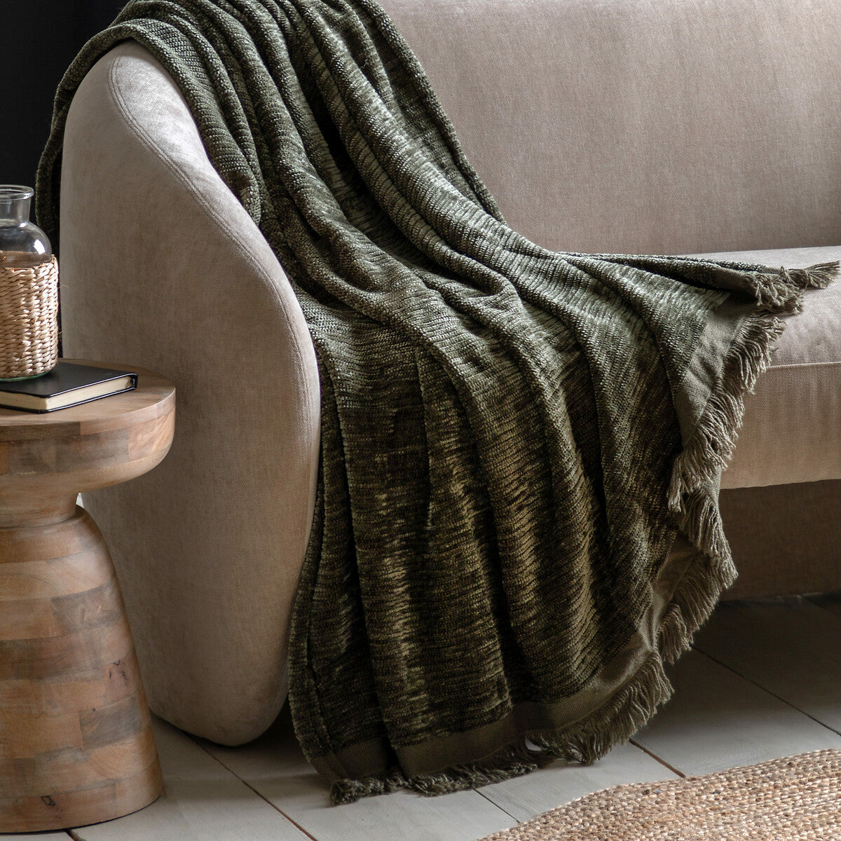 Willow Chenille Throw - Khaki