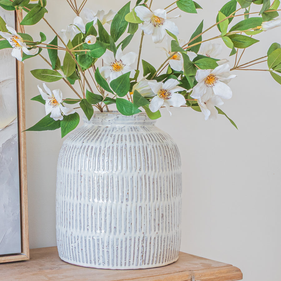 Large Rustic Dipped Glazed Vase