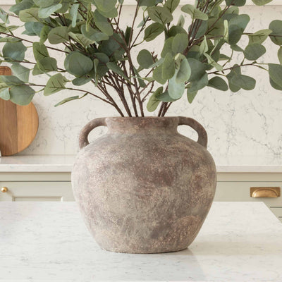 Earthy Brown Rustic Twin Handled Vase