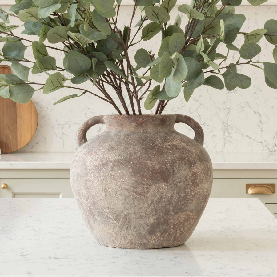 Earthy Brown Rustic Twin Handled Vase