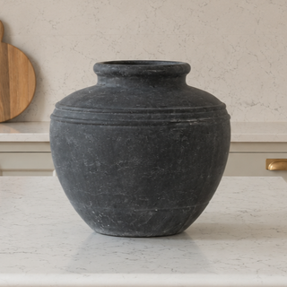 Large Dark Grey Rustic Vase