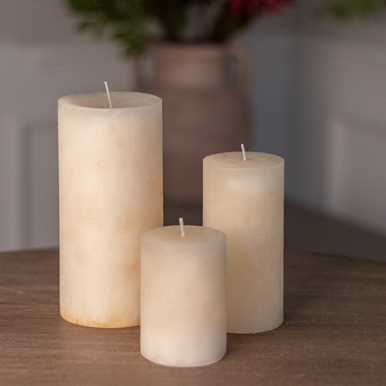 Ivory Rustic Pillar Candle- Choice of Sizes