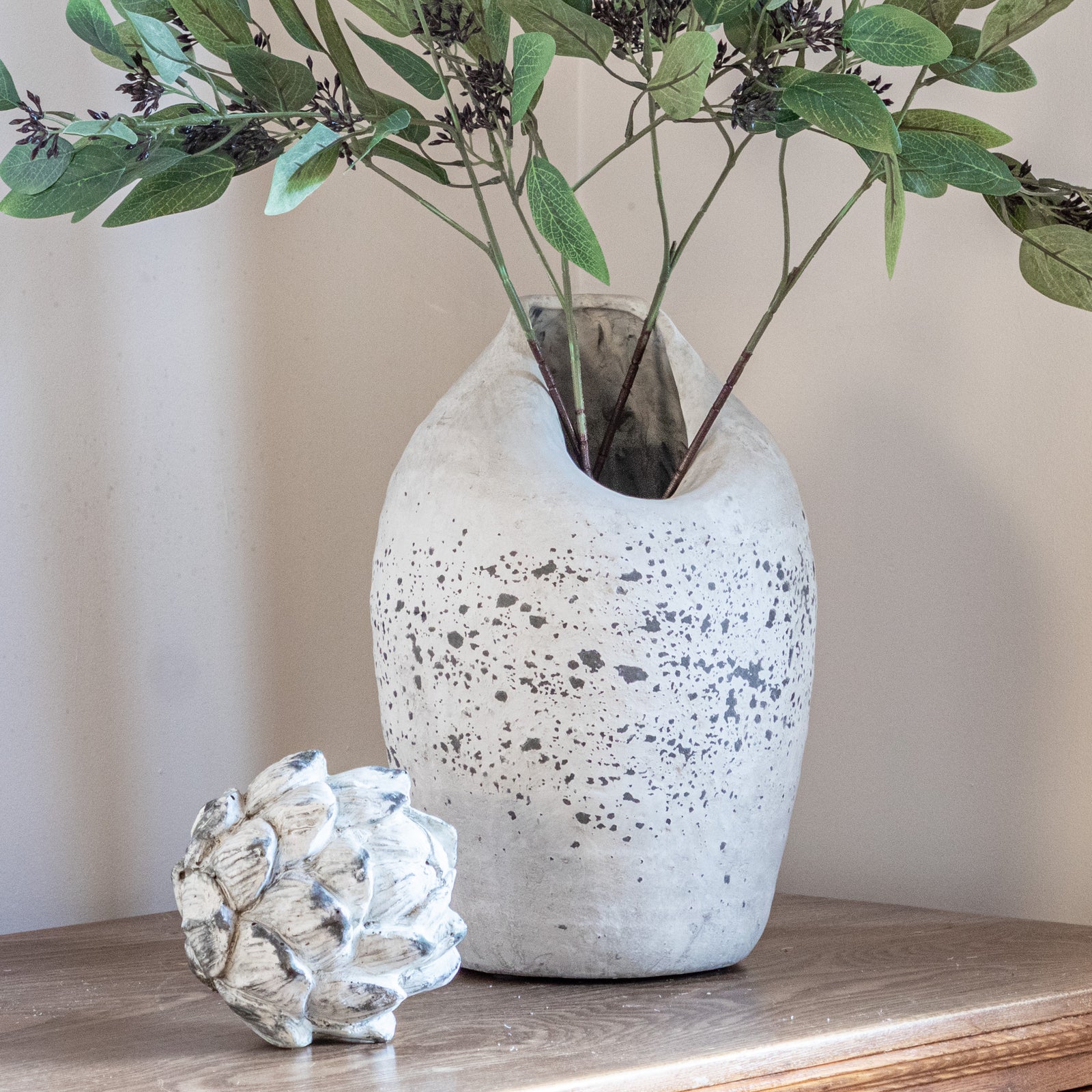 Tall Rustic Stone Unique Collapsed Vase