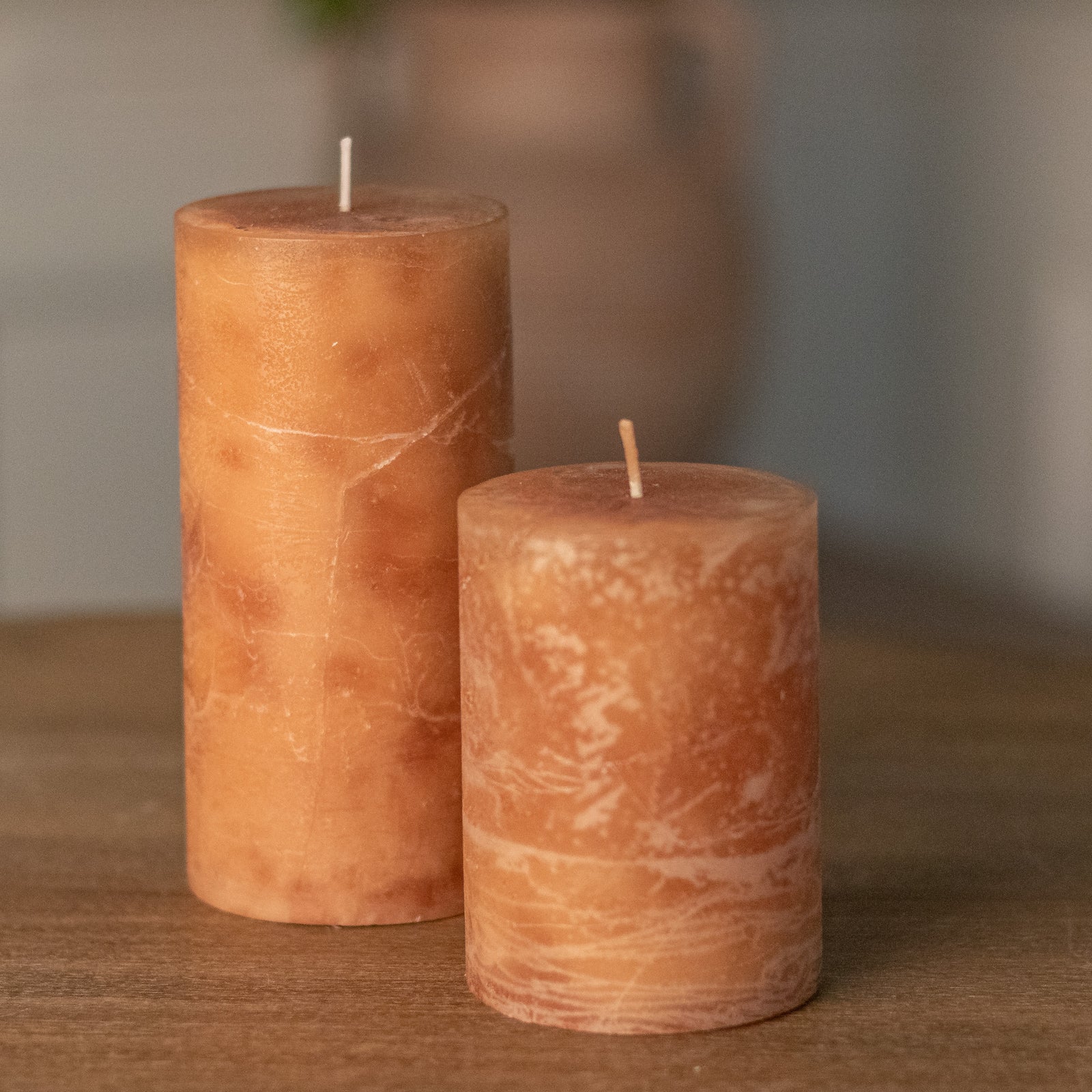 Amber Rustic Pillar Candle