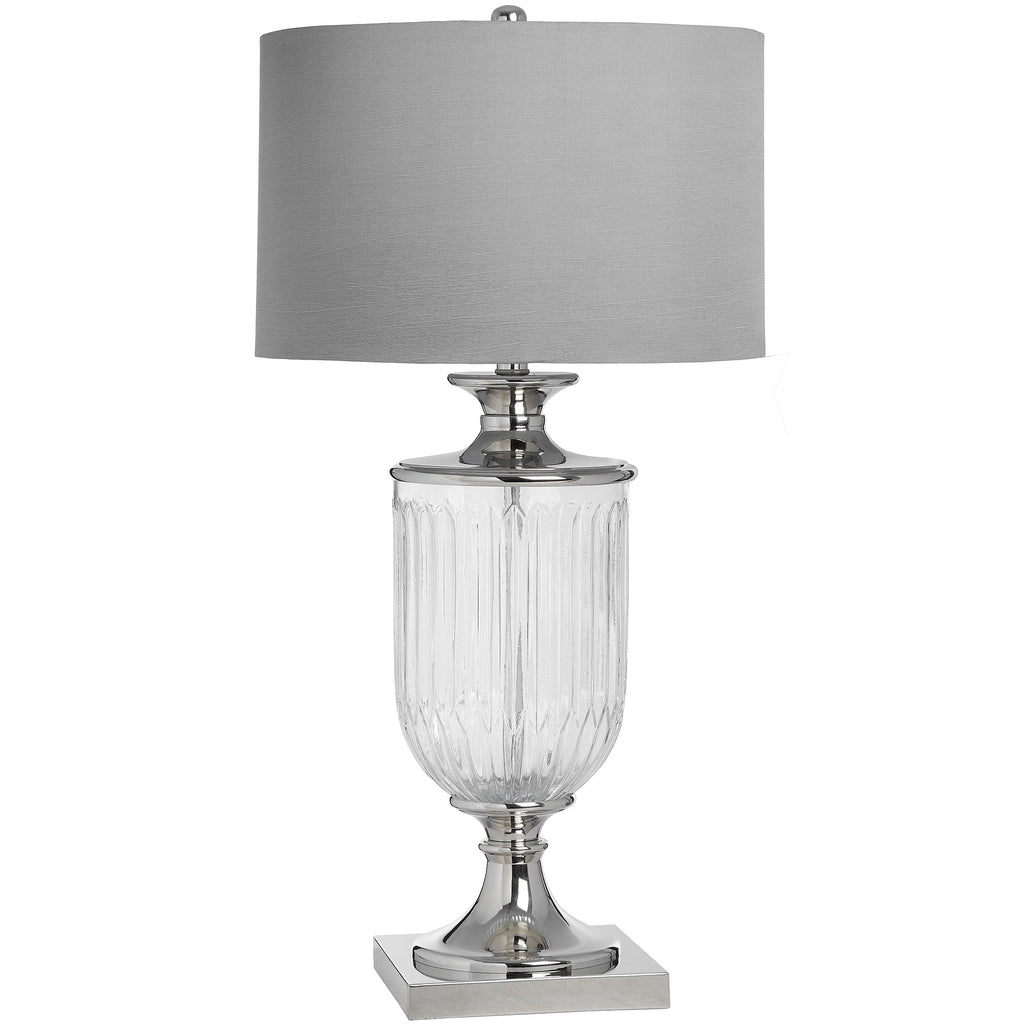 Modern glass urn shaped lamp - Silver base with grey shade