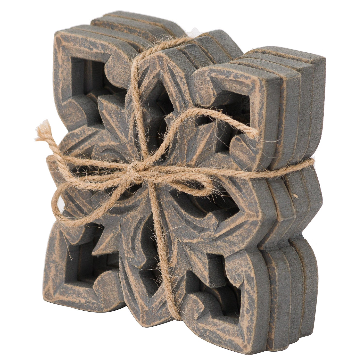 Napa Set Of 4 Grey Wash Wooden Coaster