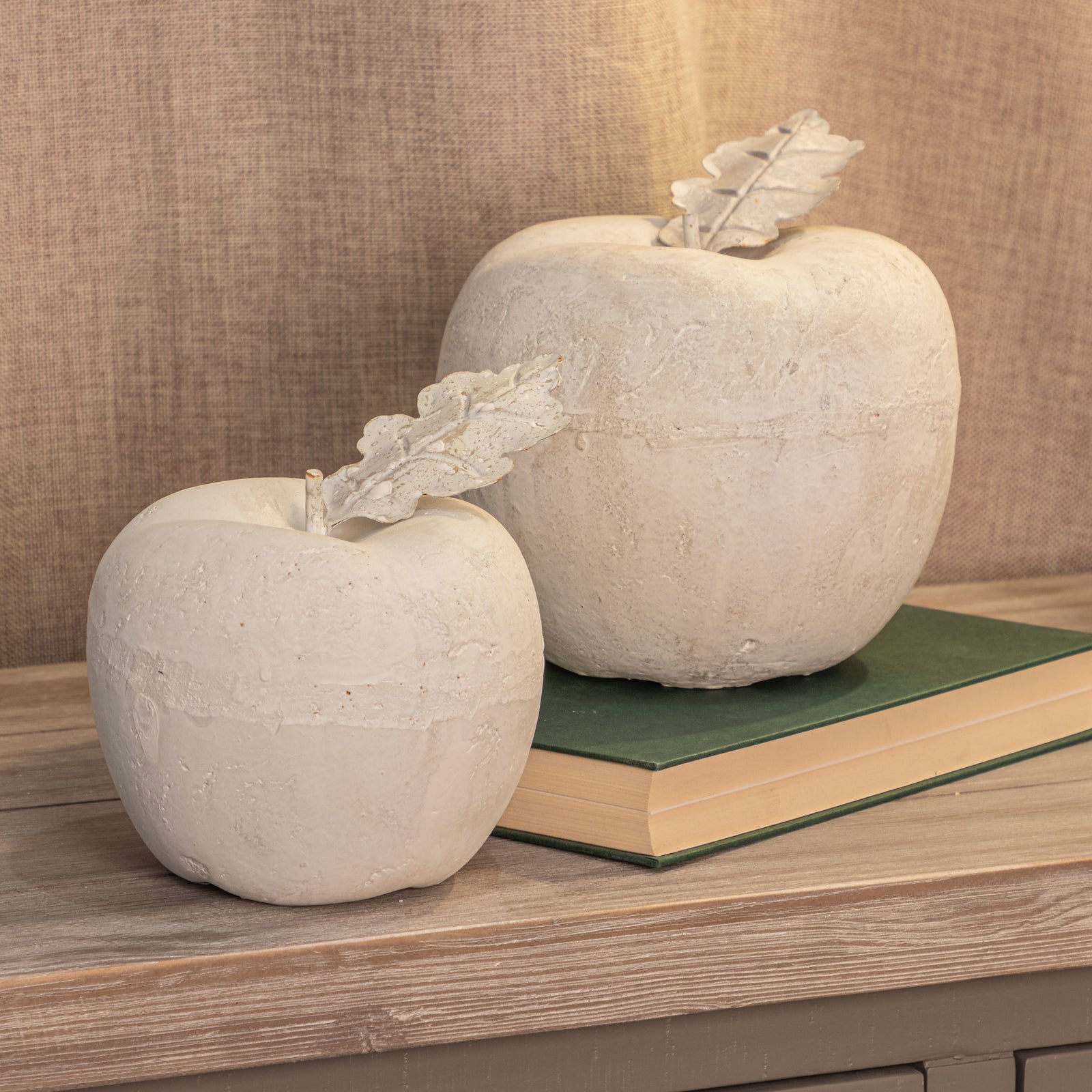 White Washed Stone Effect Apple Ornament