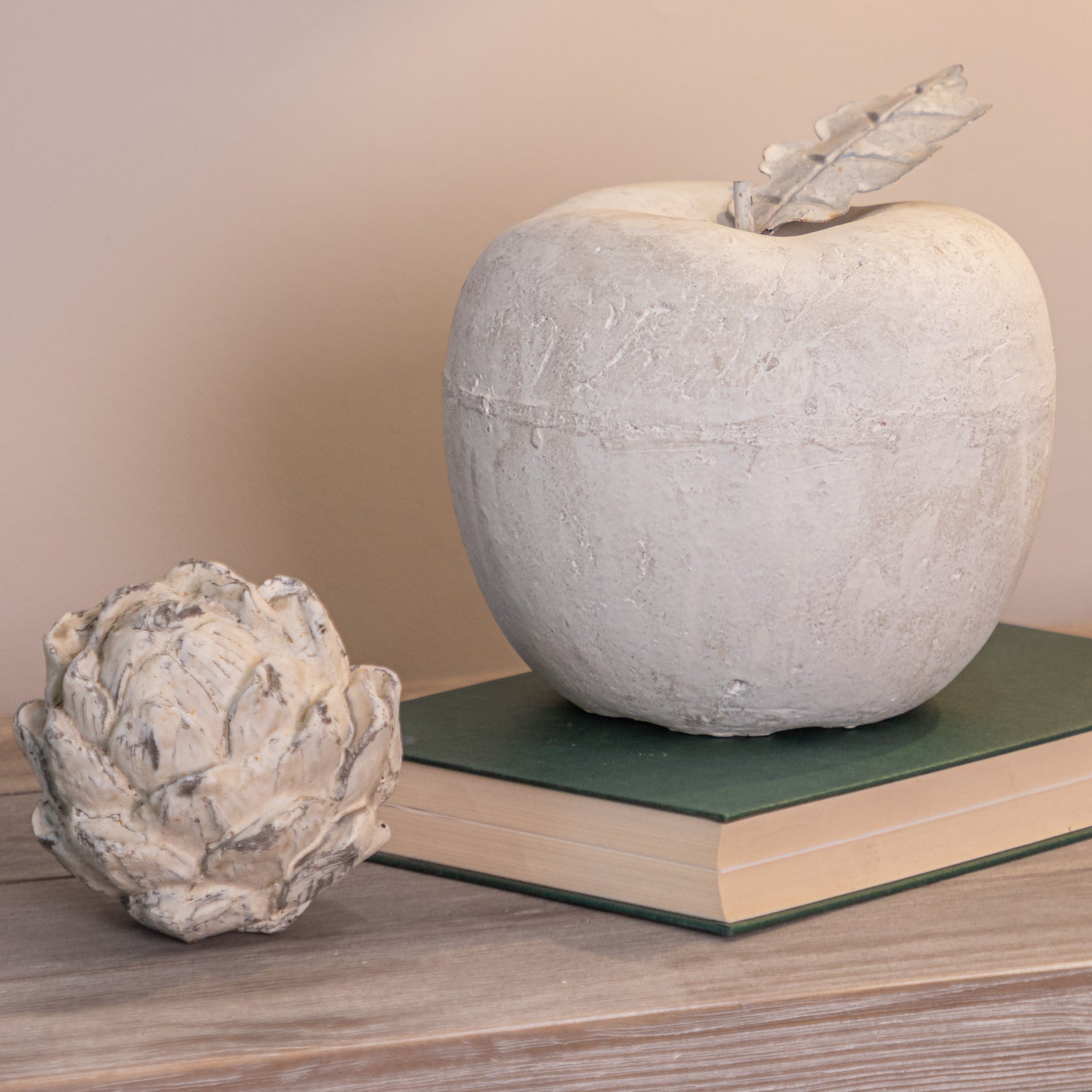Large White Stone Effect Apple Ornament