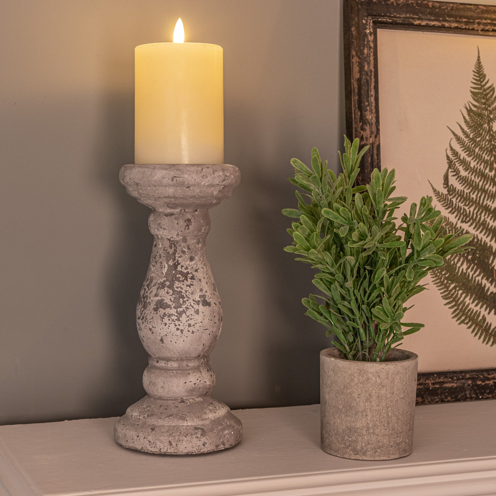 Rustic Stone Look Candle Holder